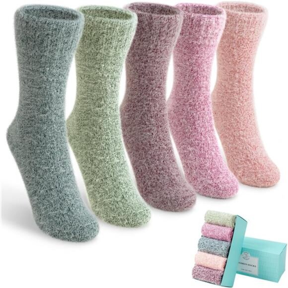 New 5 Pairs Fuzzy Soft Cozy Comfortable Socks for Women, Casual Sleep Comfy Sock - Picture 1 of 6